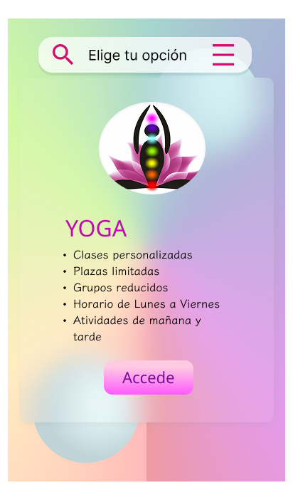 card de centro de yoga en tonos pastel