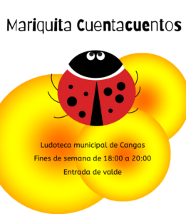 una mariquita y tres círculos amarillos